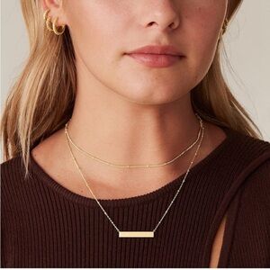 14k Gold Plated Bar Pendant Layered Necklace